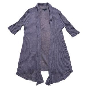 Eileen Fisher Duster Sz XL Purple Mohair Blend Open Front Cardigan Sweater READ